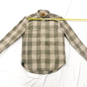 Stapleford button down tan plaid block size meduim